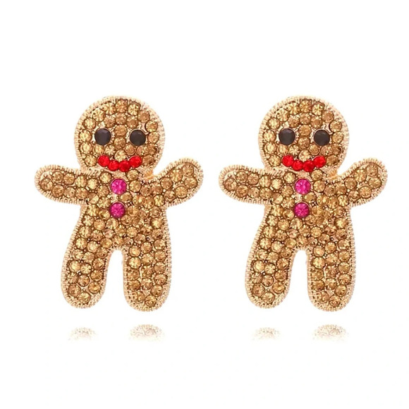 Betsey Johnson Gingerbread Man Crystal Earrings - Picture 1 of 7